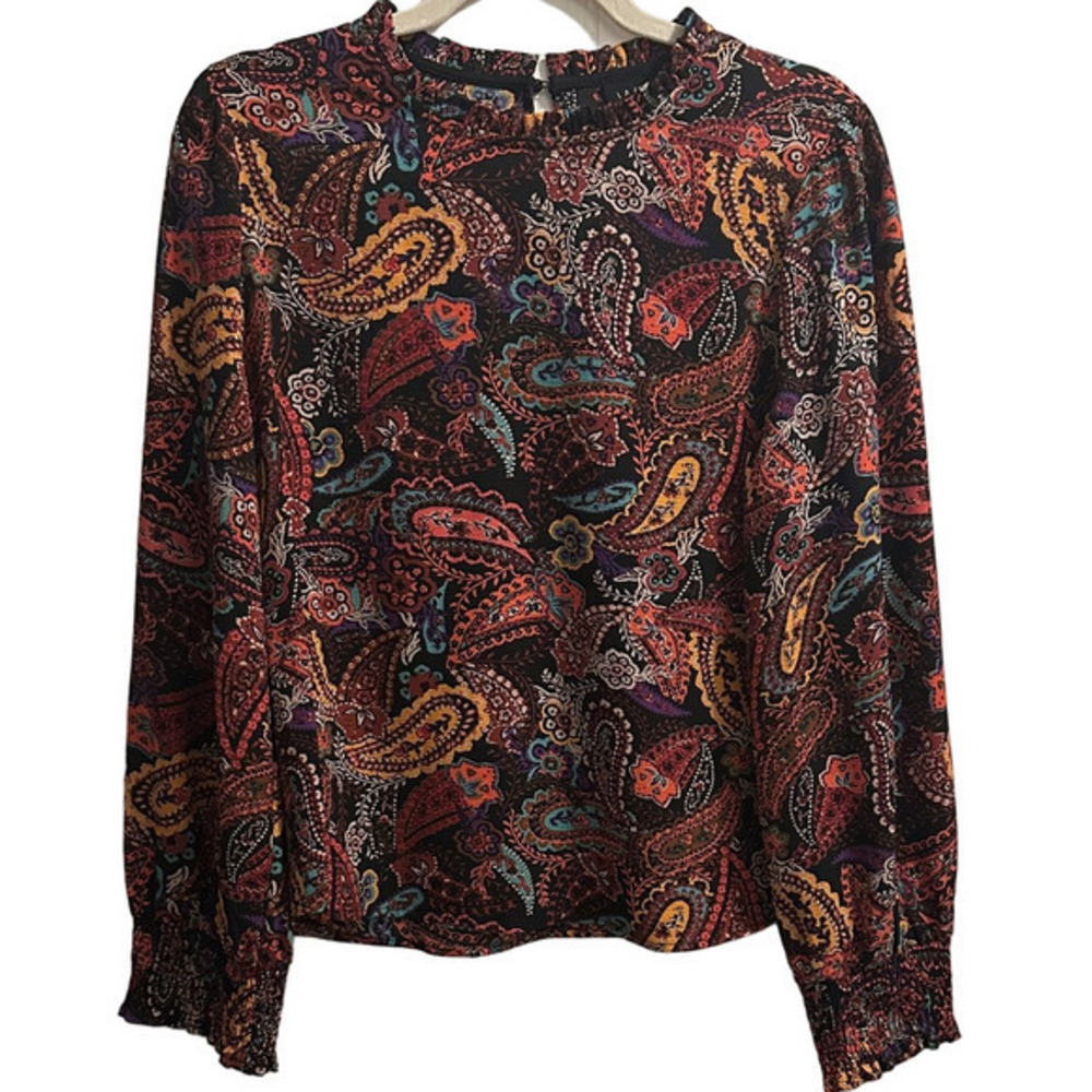 W5 Anthropologie Multicolor Paisley Blouse with Long Sleeves